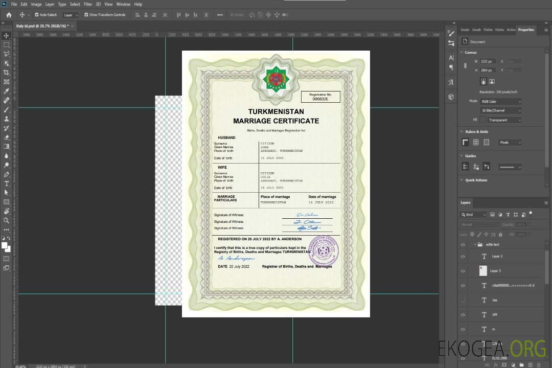 Modèle Word et PDF d'acte de mariage au Turkménistan template Modèle Word et PDF d'acte de mariage au Turkménistan template